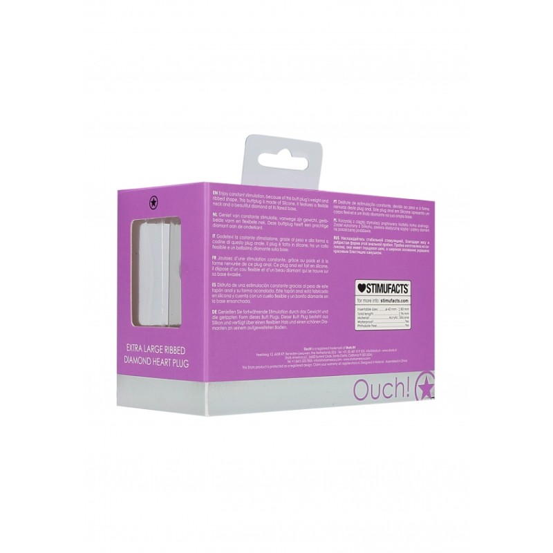 OUCH! | Extra Large Ribbed Diamond Heart Plug | Purple