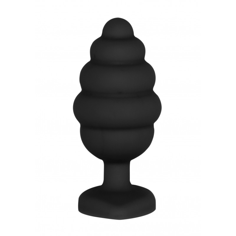 OUCH! | Extra Large Ribbed Diamond Heart Plug | Black