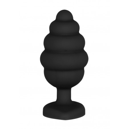 OUCH! | Extra Large Ribbed Diamond Heart Plug | Black