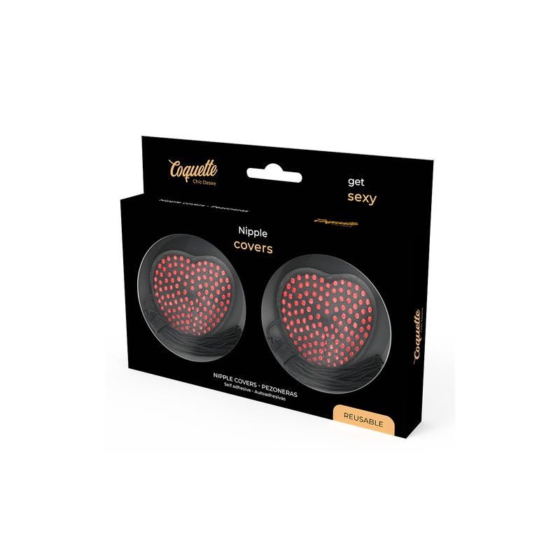 COQUETTE CHIC DESIRE | NIPPLE COVERS HEART | BLACK - RED