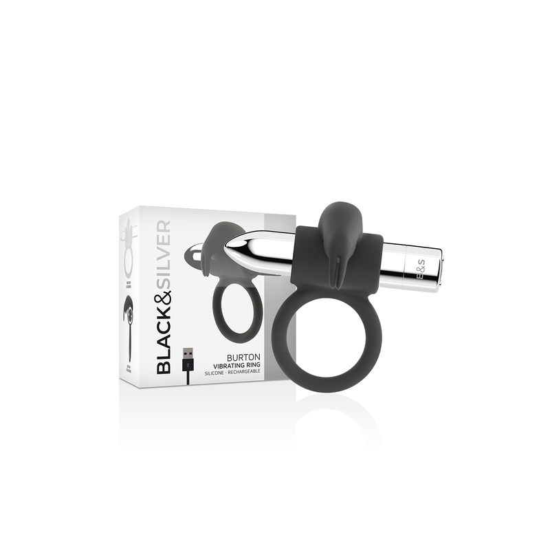 BLACK&SILVER | BURTON | RECHARGEABLE VIBRATING RING 10V