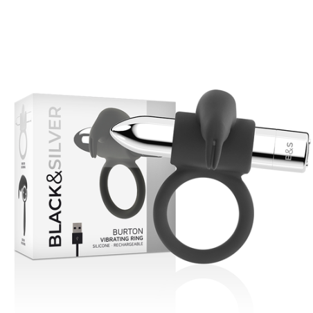 BLACK&SILVER | BURTON | RECHARGEABLE VIBRATING RING 10V