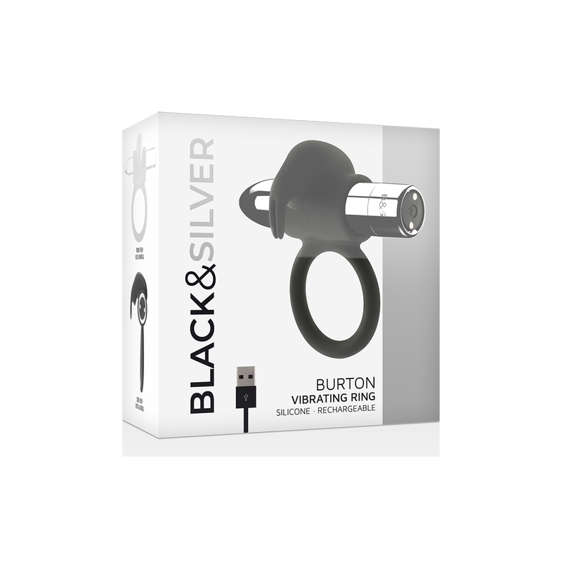 BLACK&SILVER | BURTON | RECHARGEABLE VIBRATING RING 10V