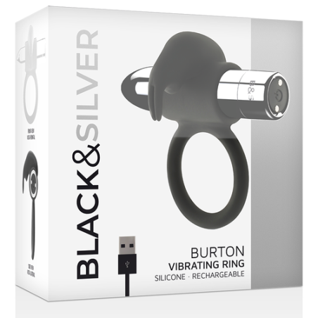 BLACK&SILVER | BURTON | RECHARGEABLE VIBRATING RING 10V