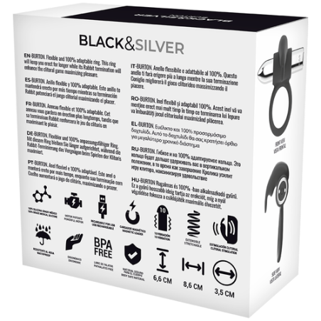 BLACK&SILVER | BURTON | RECHARGEABLE VIBRATING RING 10V