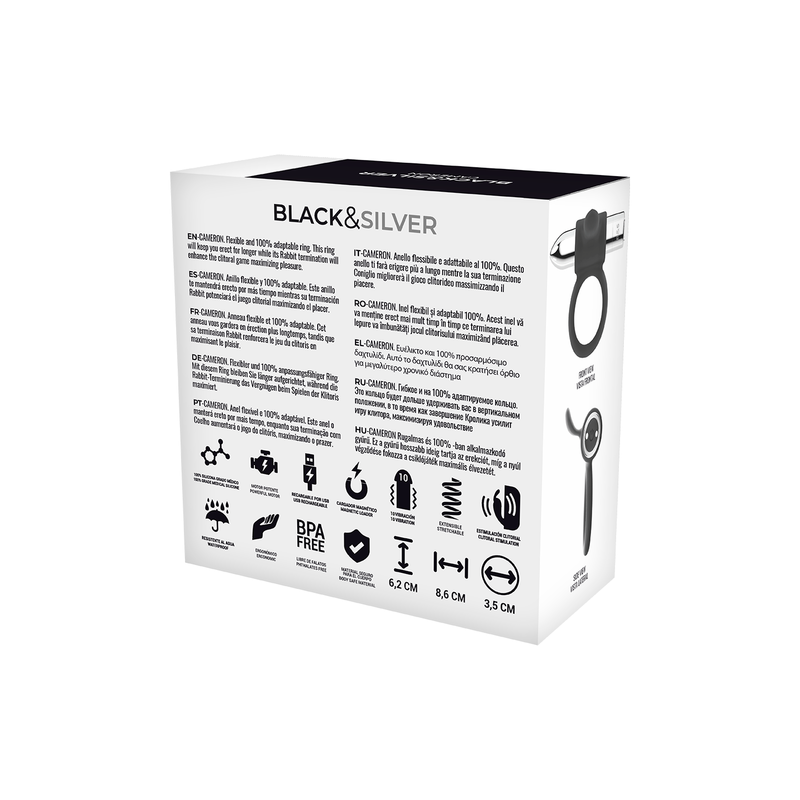 BLACK&SILVER | CAMERON | Επαναφορτιζόμενο Δαχτυλίδι Πέους