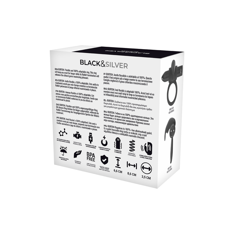 BLACK&SILVER | BURTON | RECHARGEABLE VIBRATING RING | Black