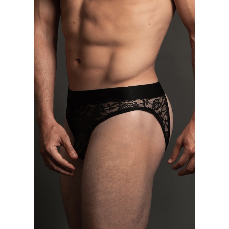 Allure | Lace Open Back Brief | Black