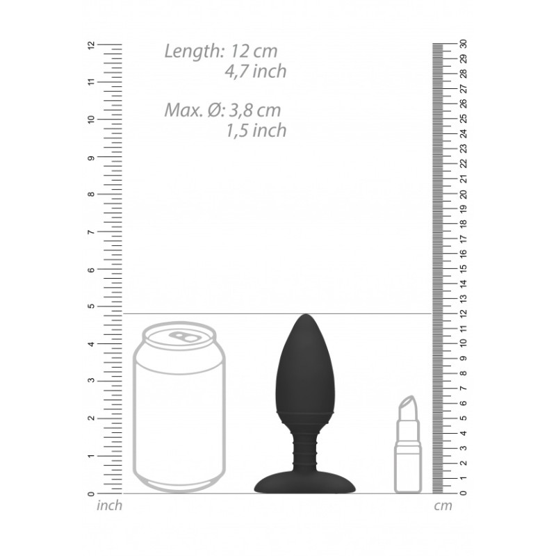[ Sex Shop - Bulk ] Θερμαινόμενη & Δονούμενη Πρωκτική Σφήνα - Μαύρο