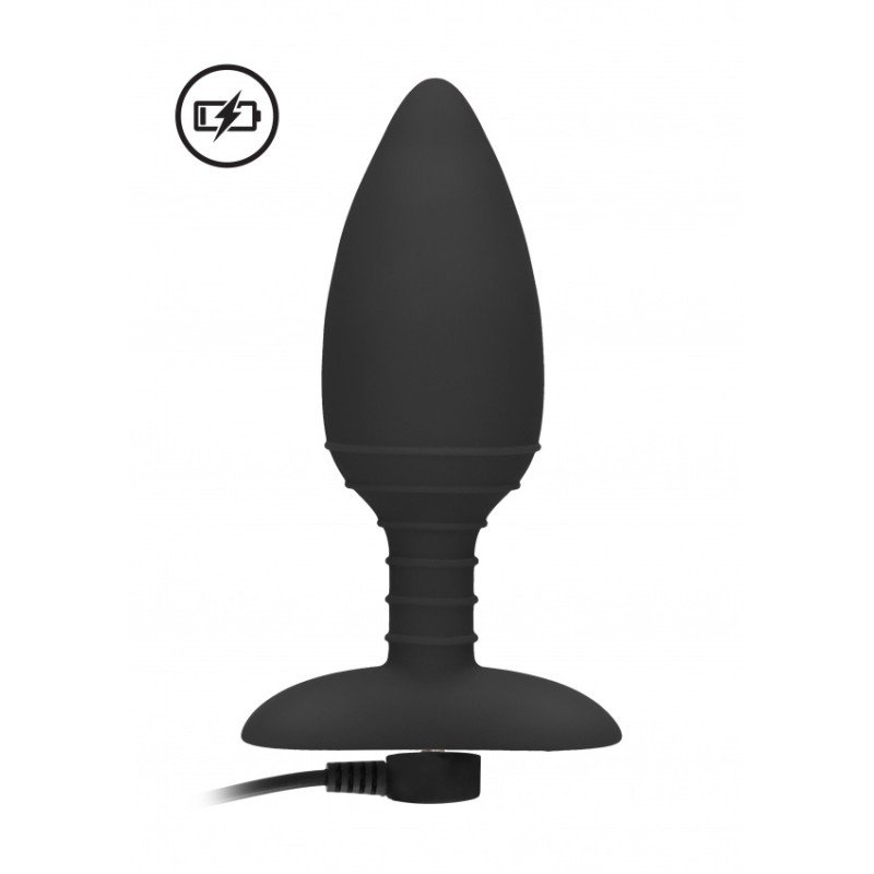 [ Sex Shop - Bulk ] Θερμαινόμενη & Δονούμενη Πρωκτική Σφήνα - Μαύρο