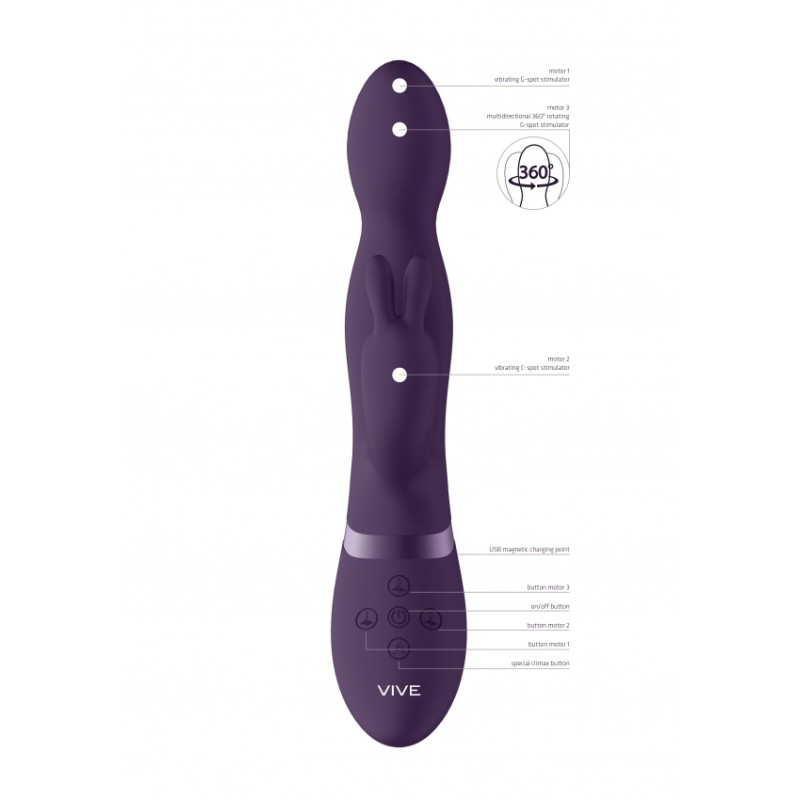 [ Bulk ] Vive | Niva | 360 Degrees Rotating Rabbit | Purple
