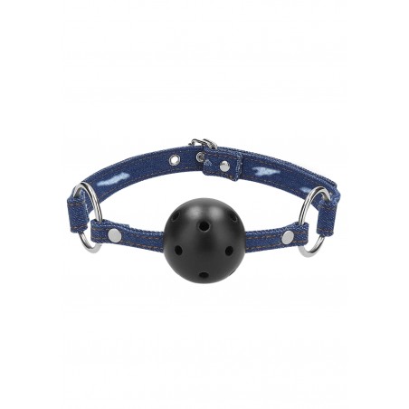 OUTCH! | Breathable Ball Gag With Rough end Denim Straps | Blue