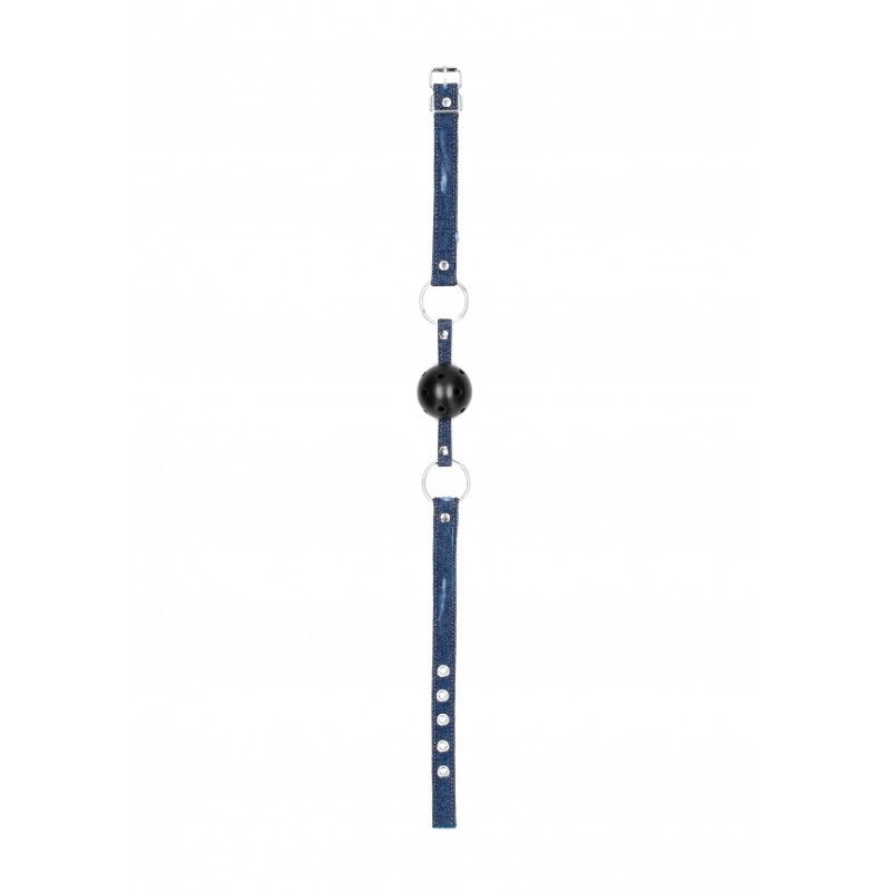 OUTCH! | Breathable Ball Gag With Rough end Denim Straps | Blue