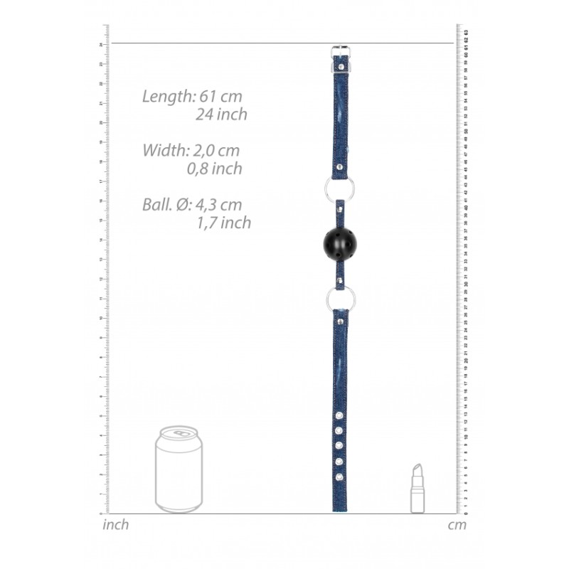 OUTCH! | Breathable Ball Gag With Rough end Denim Straps | Blue