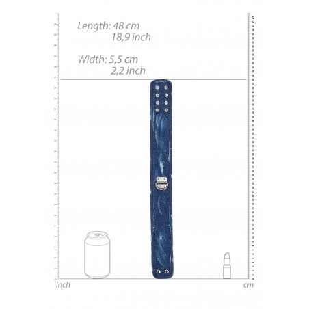 OUCH! | Denim Collar With Leash | Rough end Denim Style | Blue