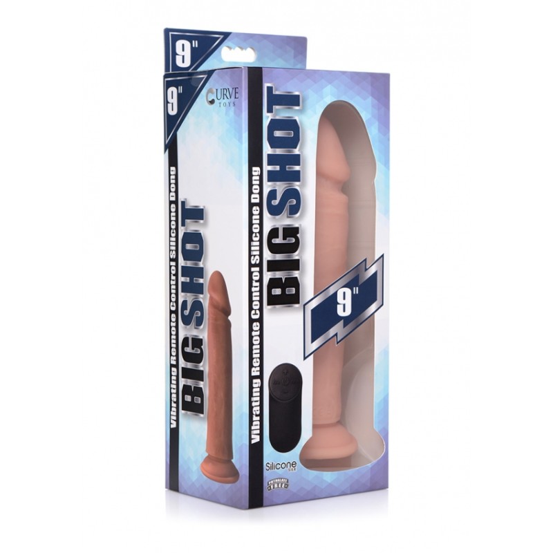 CURVE | Vibrating Remote Control Silicone Dildo 23cm | Flesh