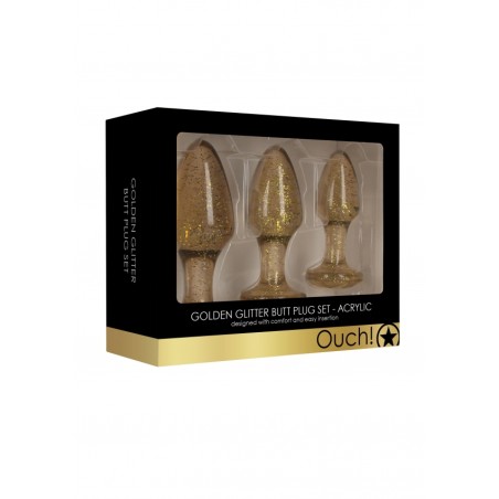 Acrylic Goldchip Butt Plug Set - Gold