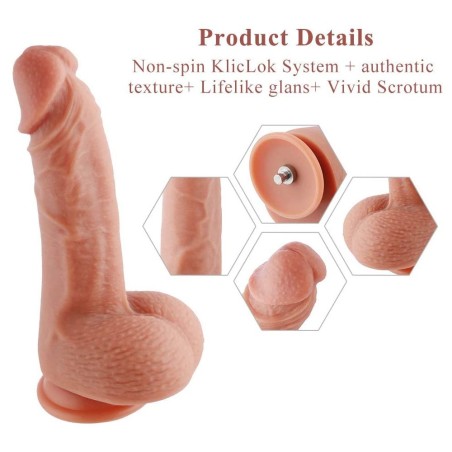 Hismith 22cm Double Layered Vibrating Silicone Dildo With KlicLo