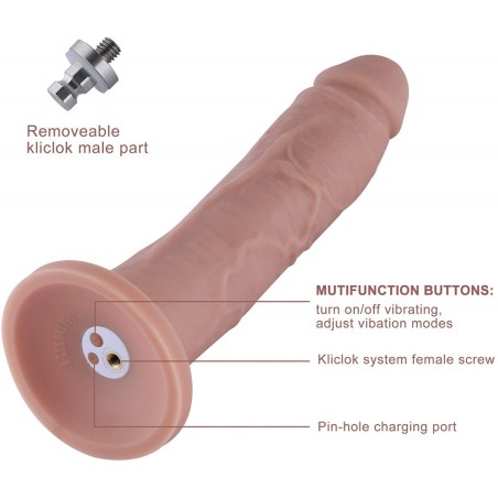Hismith 25cm Curved Vibrating Silicone Dildo With KlicLok
