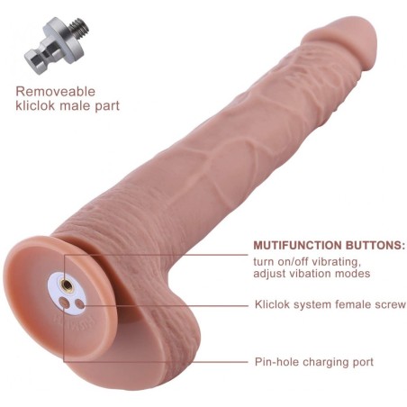 Hismith Extra-Length Vibrating Silicone Dildo With KlicLok - 30c