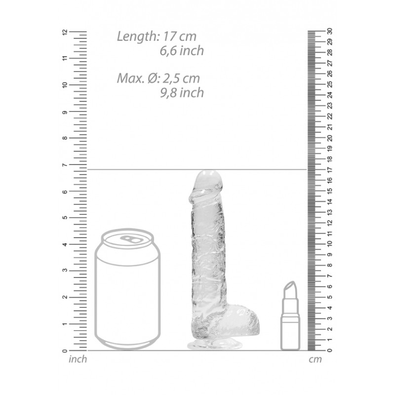 Real Rock | Realistic Dildo With Balls - Transparent - 15 cm