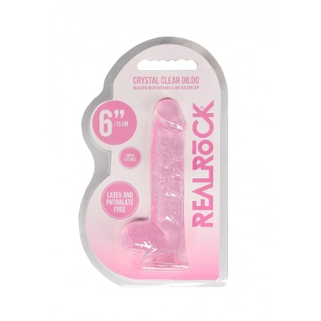 Real Rock | Realistic Dildo With Balls - Pink - 15 cm