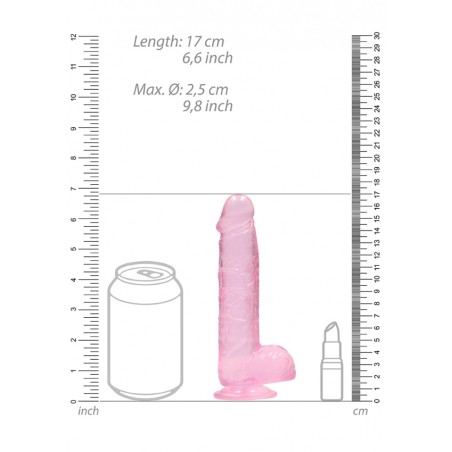 Real Rock | Realistic Dildo With Balls - Pink - 15 cm