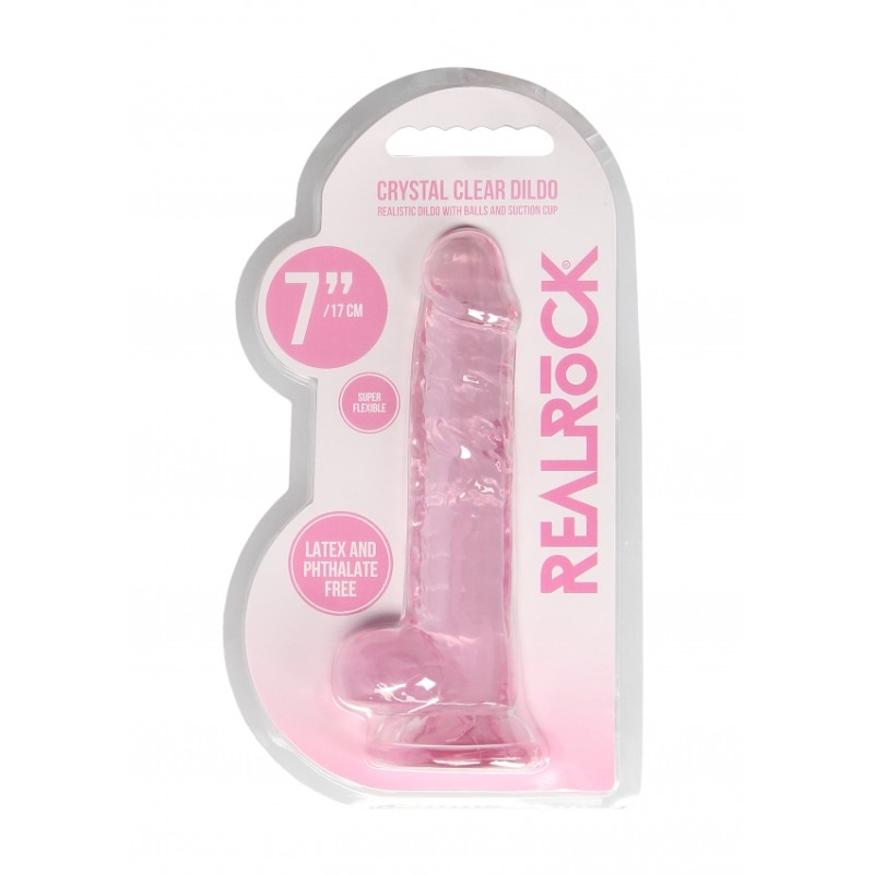 Real Rock | Realistic Dildo With Balls - Pink - 18cm