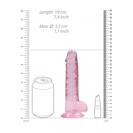 Real Rock | Realistic Dildo With Balls - Pink - 18cm