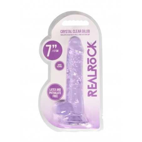 Real Rock | Realistic Dildo With Balls - Purple - 18cm