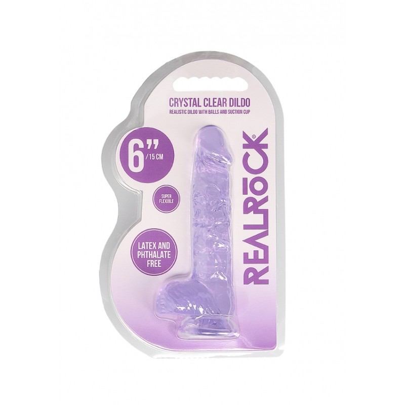 Real Rock | Realistic Dildo With Balls - Purple - 15 cm