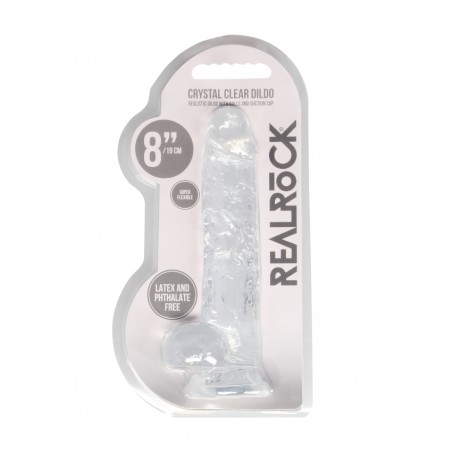 Real Rock | Realistic Dildo With Balls - Transparent - 20cm