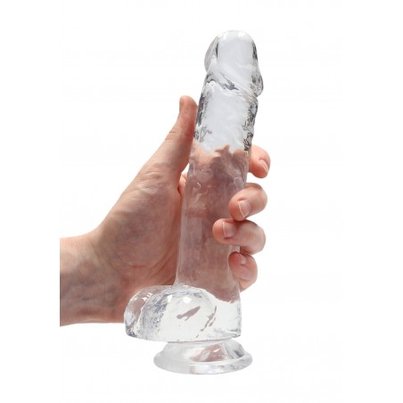 Real Rock | Realistic Dildo With Balls - Transparent - 20cm