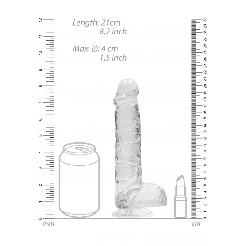 Real Rock | Realistic Dildo With Balls - Transparent - 20cm