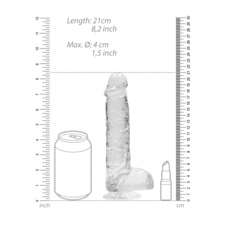 Real Rock | Realistic Dildo With Balls - Transparent - 20cm