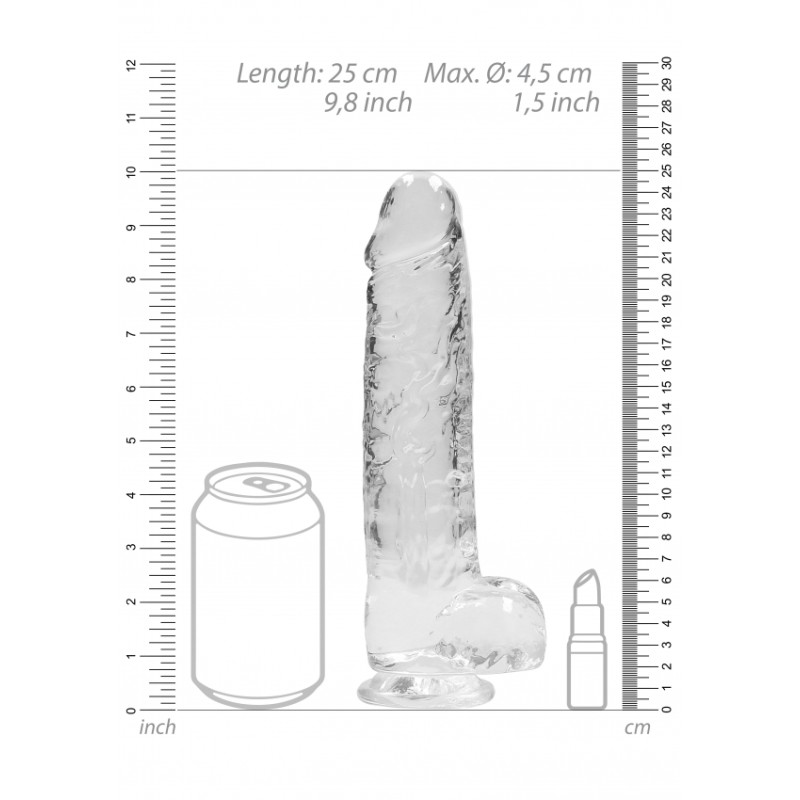 Real Rock | Realistic Dildo With Balls - Transparent - 23cm