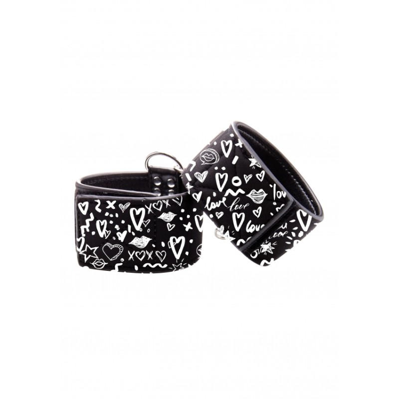 Printed Hand Cuffs | Love Street Art Fasion | Black