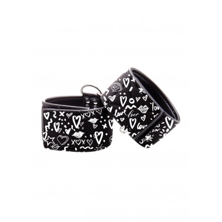 Printed Hand Cuffs | Love Street Art Fasion | Black