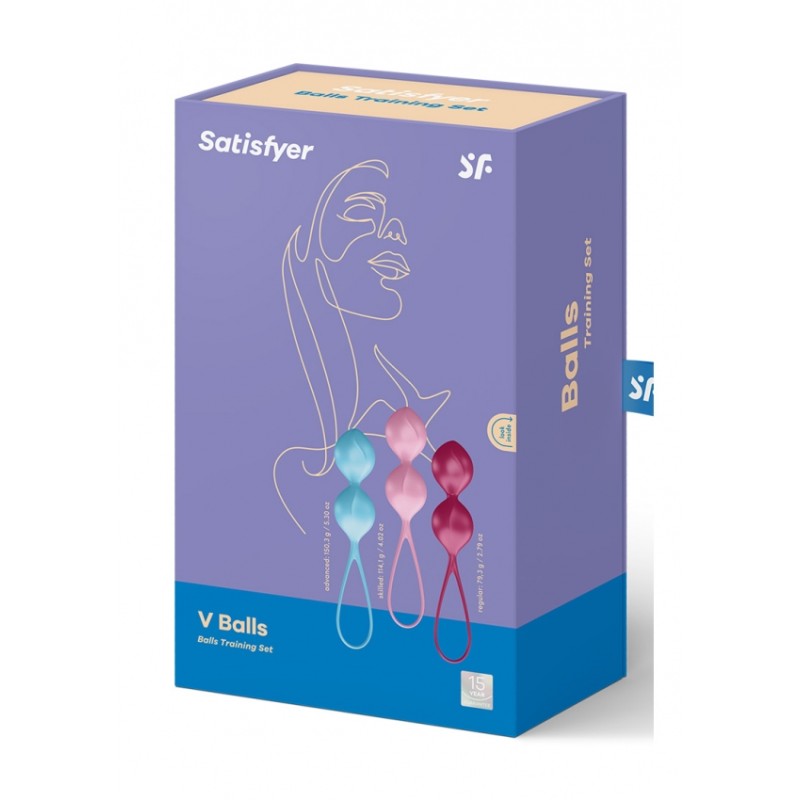 Satisfyer | V Balls Kegel Set of 3 - Turquoise/Red/Pink