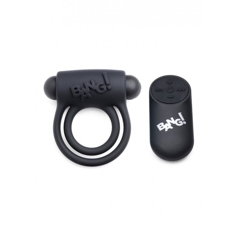 XR Brands |Silicone Cock Ring & Bullet with Remote Control | Bla