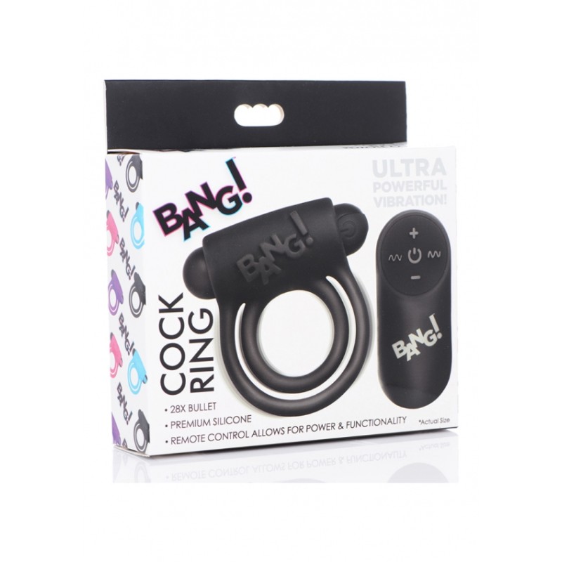 XR Brands |Silicone Cock Ring & Bullet with Remote Control | Bla