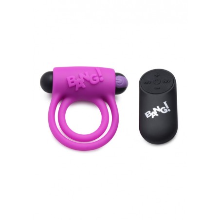 Silicone Cock Ring & Bullet with Remote Control | Purple
