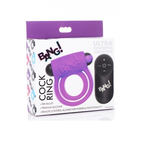 Silicone Cock Ring & Bullet with Remote Control | Purple