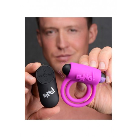 Silicone Cock Ring & Bullet with Remote Control | Purple