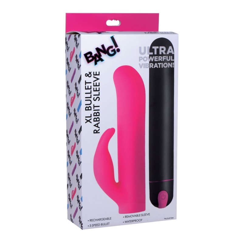 XR Brands | XL Bullet & Rabbit Silicone Sleeve | Pink