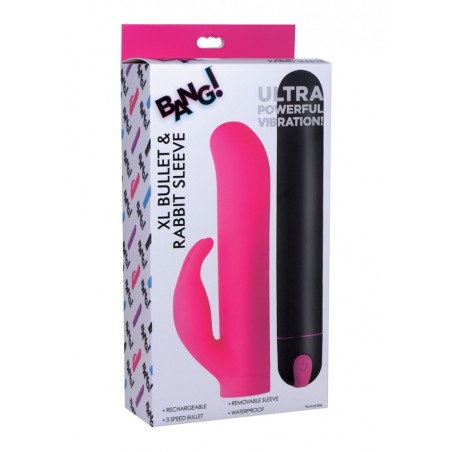 XR Brands | XL Bullet & Rabbit Silicone Sleeve | Pink