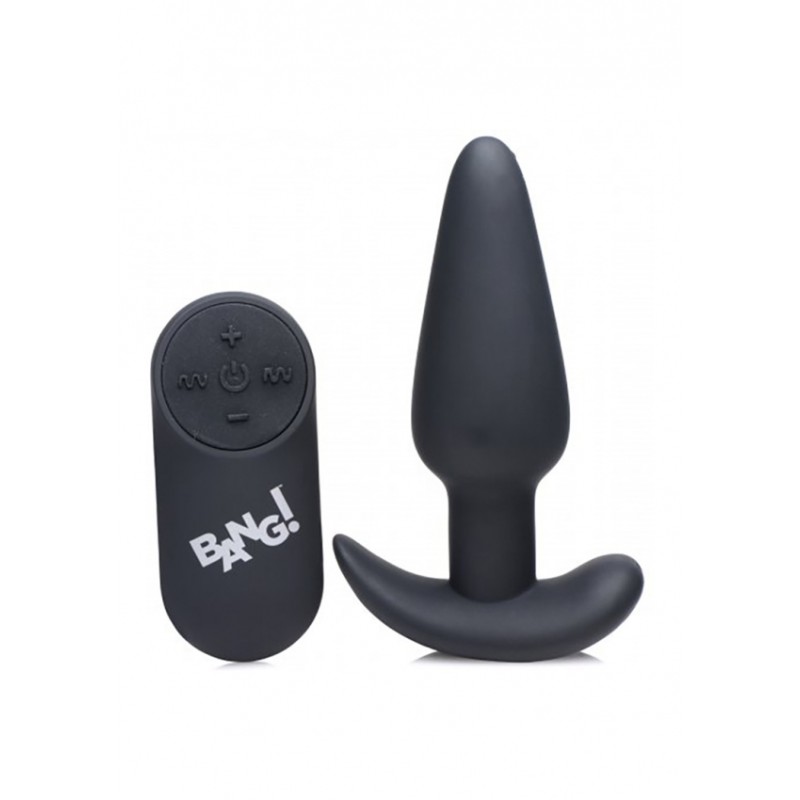 XR Brands | 21X Vibrating Silicone Butt Plug with Remote | Black