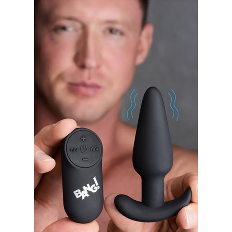 XR Brands | 21X Vibrating Silicone Butt Plug with Remote | Black