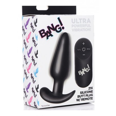 XR Brands | 21X Vibrating Silicone Butt Plug with Remote | Black