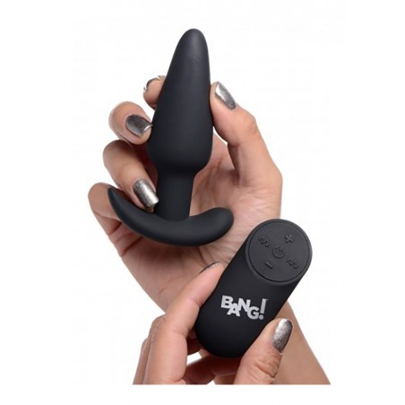 XR Brands | 21X Vibrating Silicone Butt Plug with Remote | Black